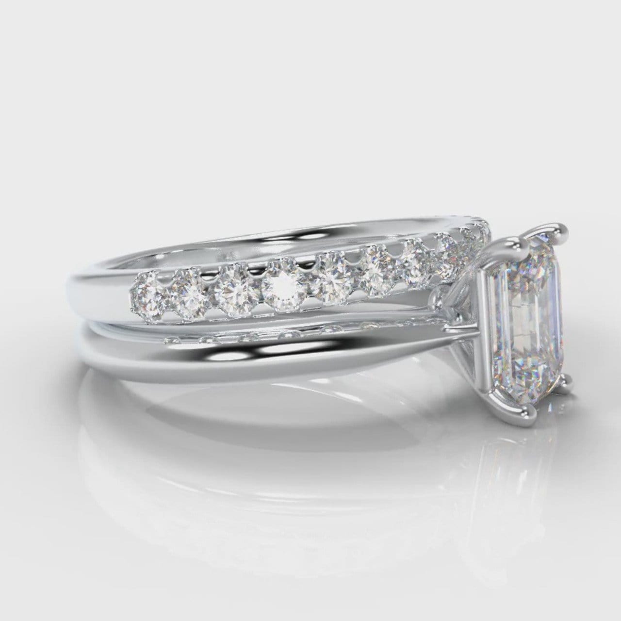 Carrée Solitaire Emerald Cut Diamond Bridal Set