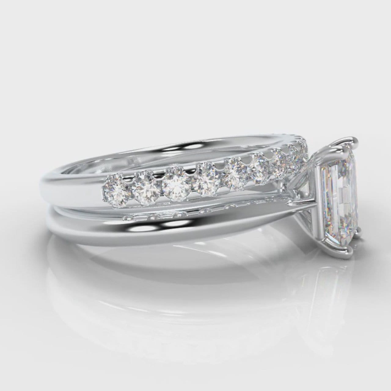 Carrée Solitaire Emerald Cut Diamond Bridal Set