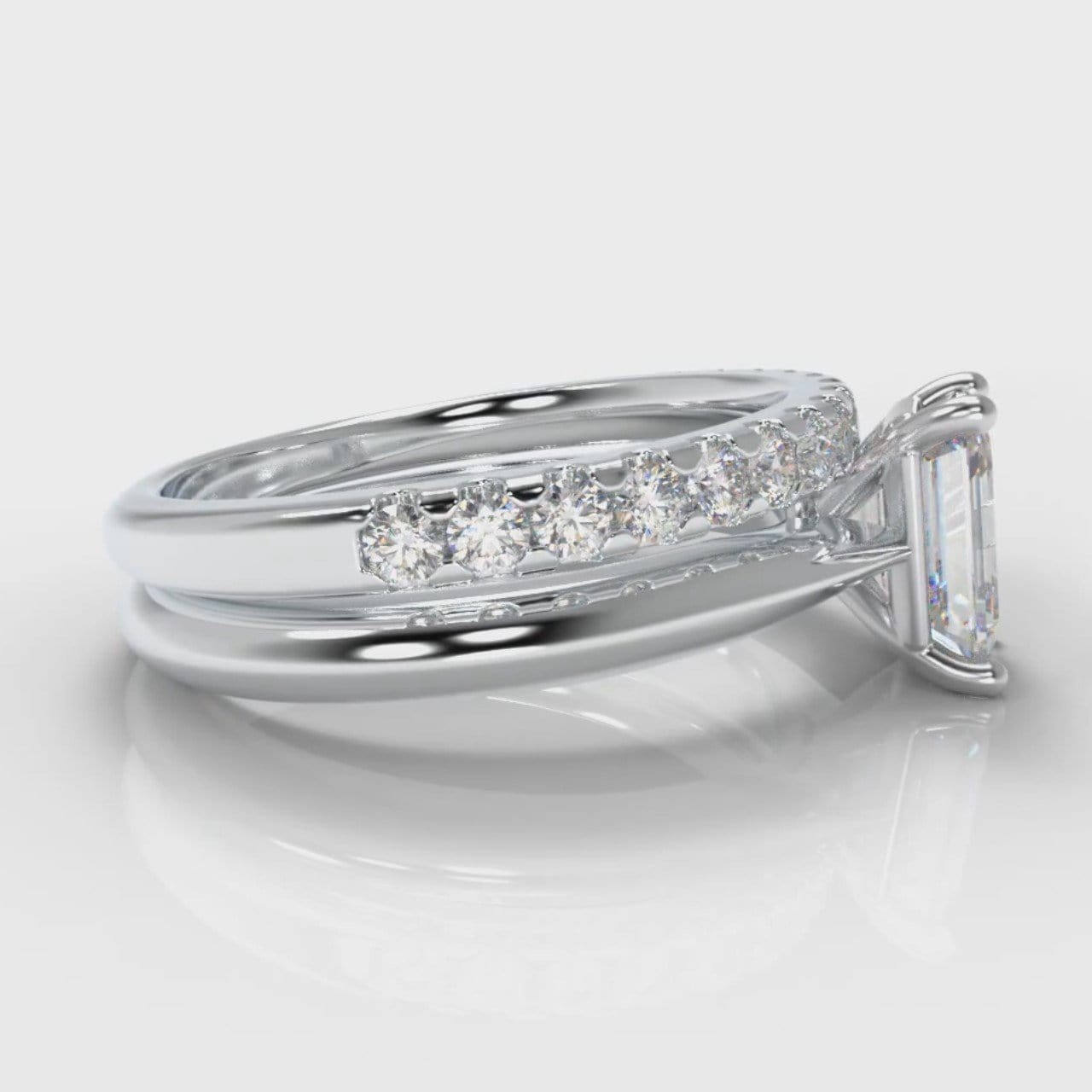 Carrée Solitaire Emerald Cut Diamond Bridal Set