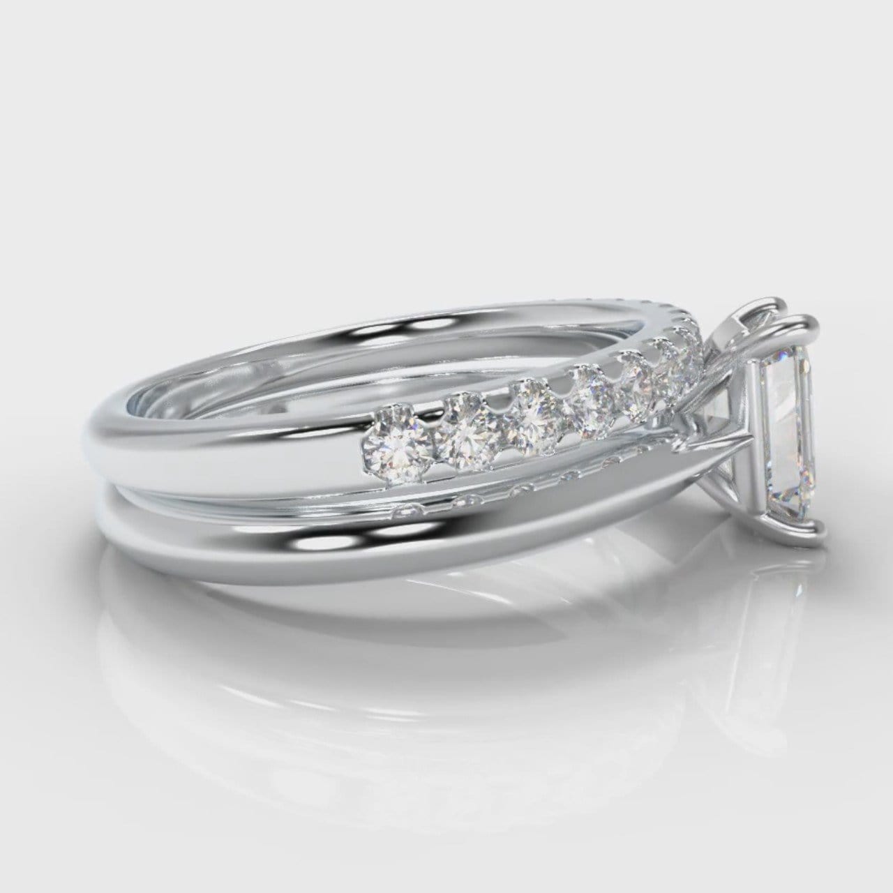 Carrée Solitaire Emerald Cut Diamond Bridal Set