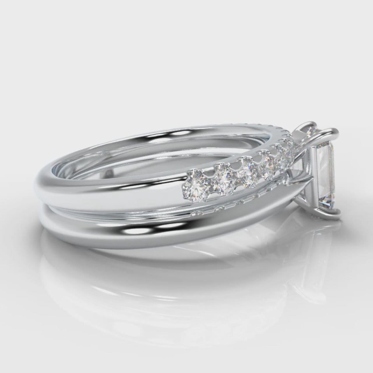 Carrée Solitaire Emerald Cut Diamond Bridal Set