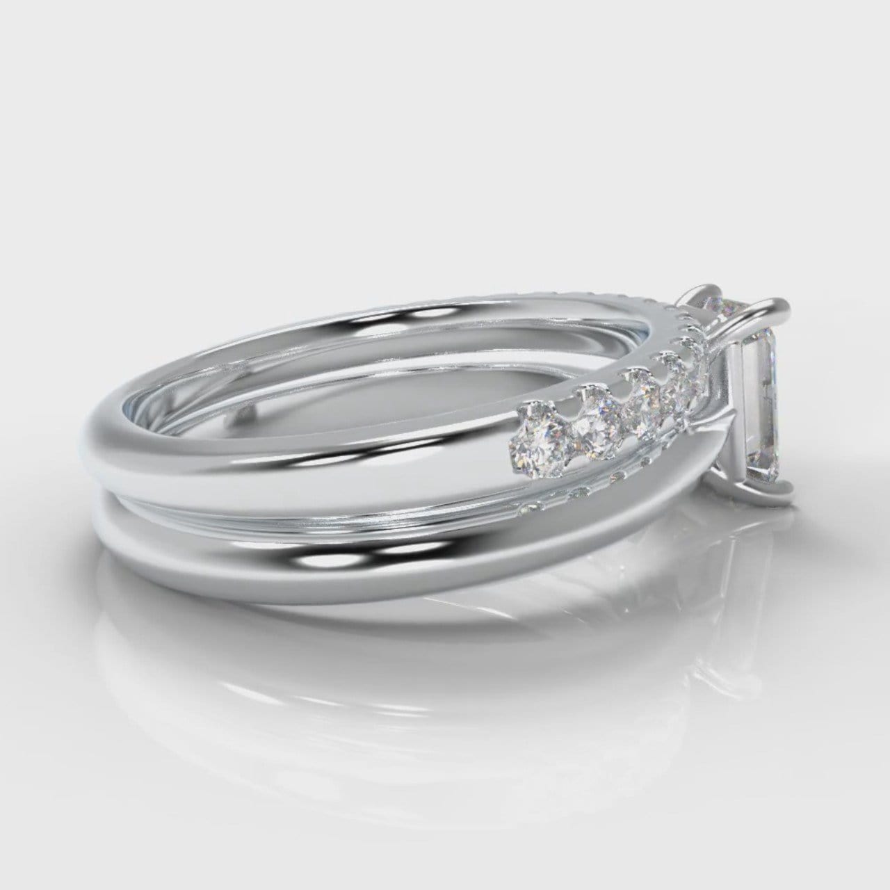 Carrée Solitaire Emerald Cut Diamond Bridal Set