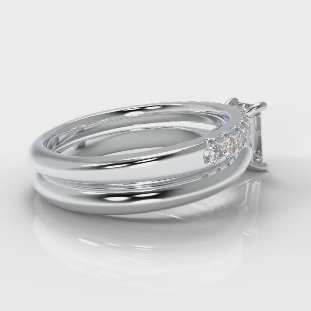 Carrée Solitaire Emerald Cut Diamond Bridal Set
