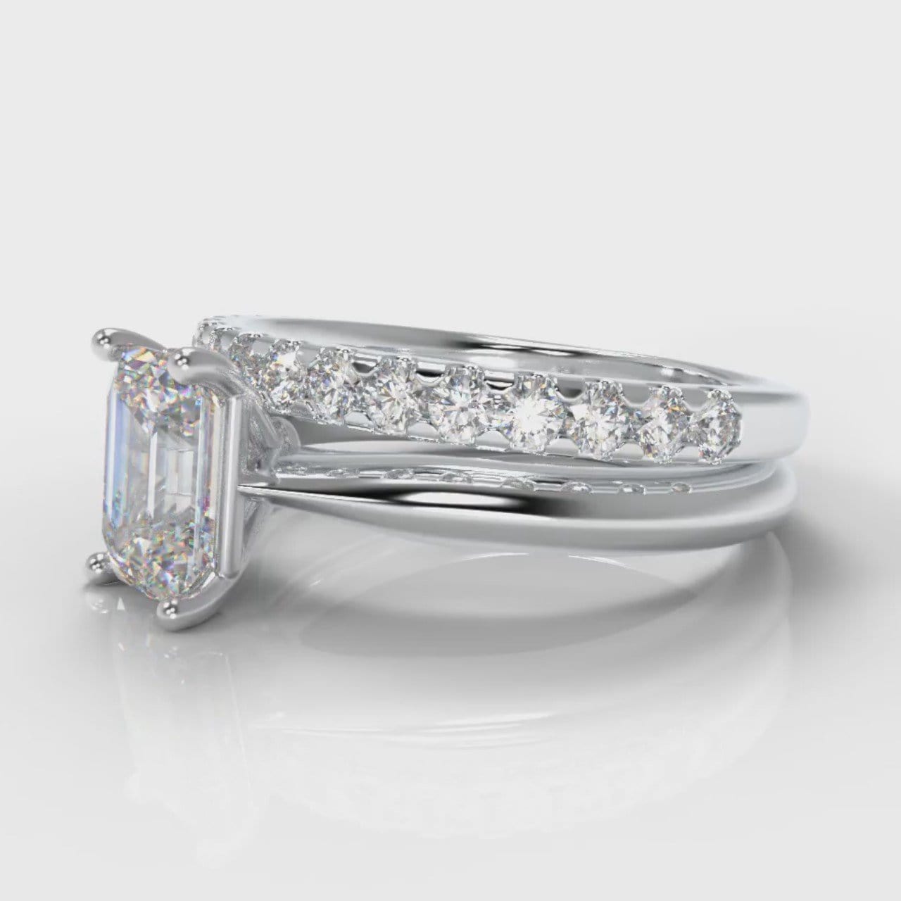 Carrée Solitaire Emerald Cut Diamond Bridal Set