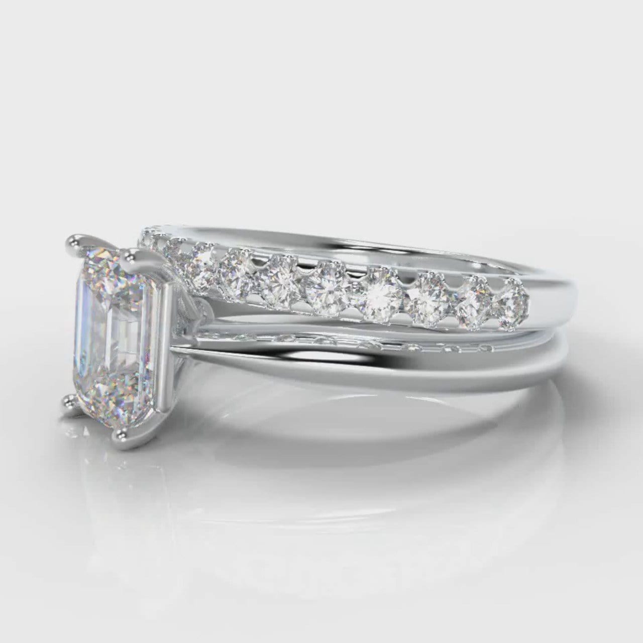 Carrée Solitaire Emerald Cut Diamond Bridal Set