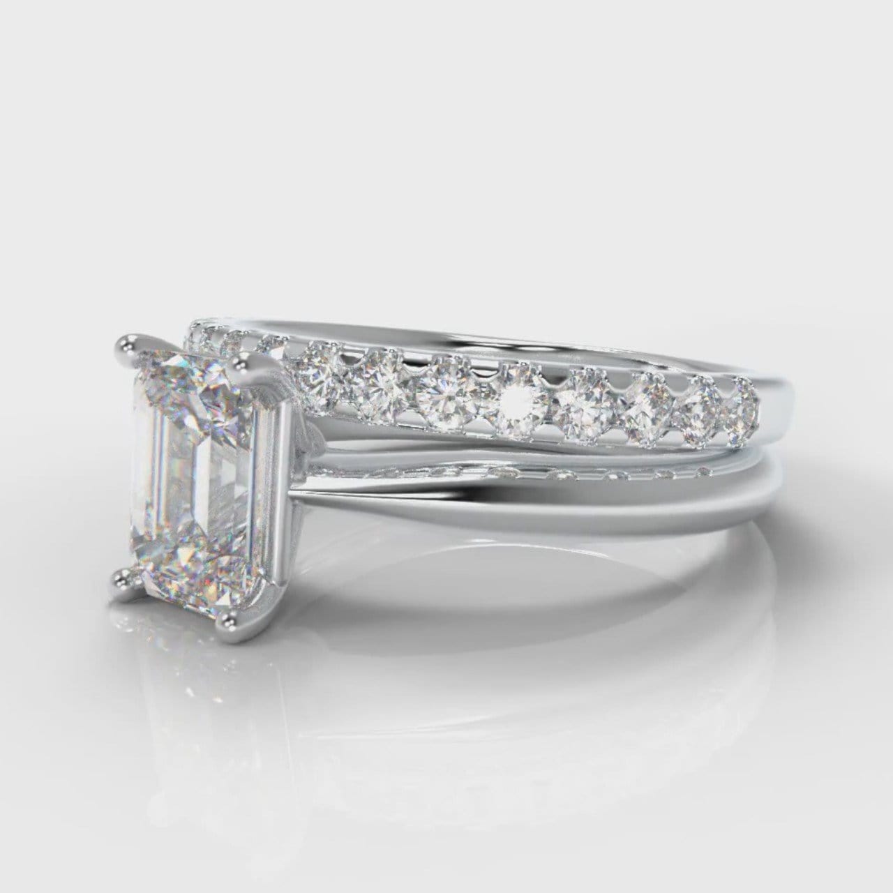 Carrée Solitaire Emerald Cut Diamond Bridal Set