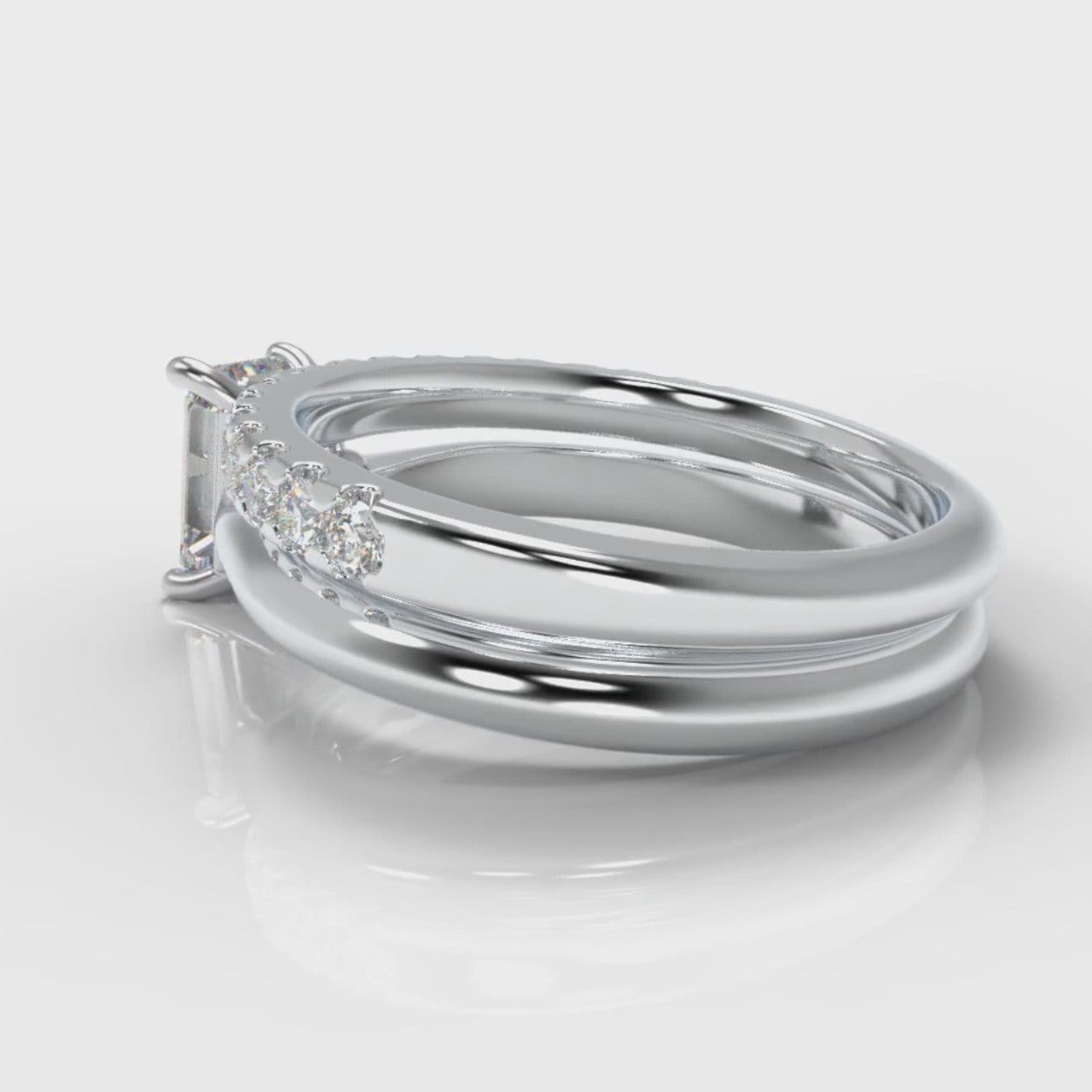 Carrée Solitaire Emerald Cut Diamond Bridal Set