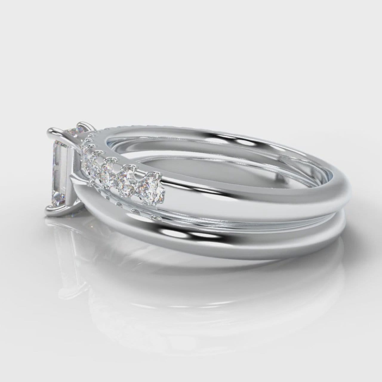 Carrée Solitaire Emerald Cut Diamond Bridal Set