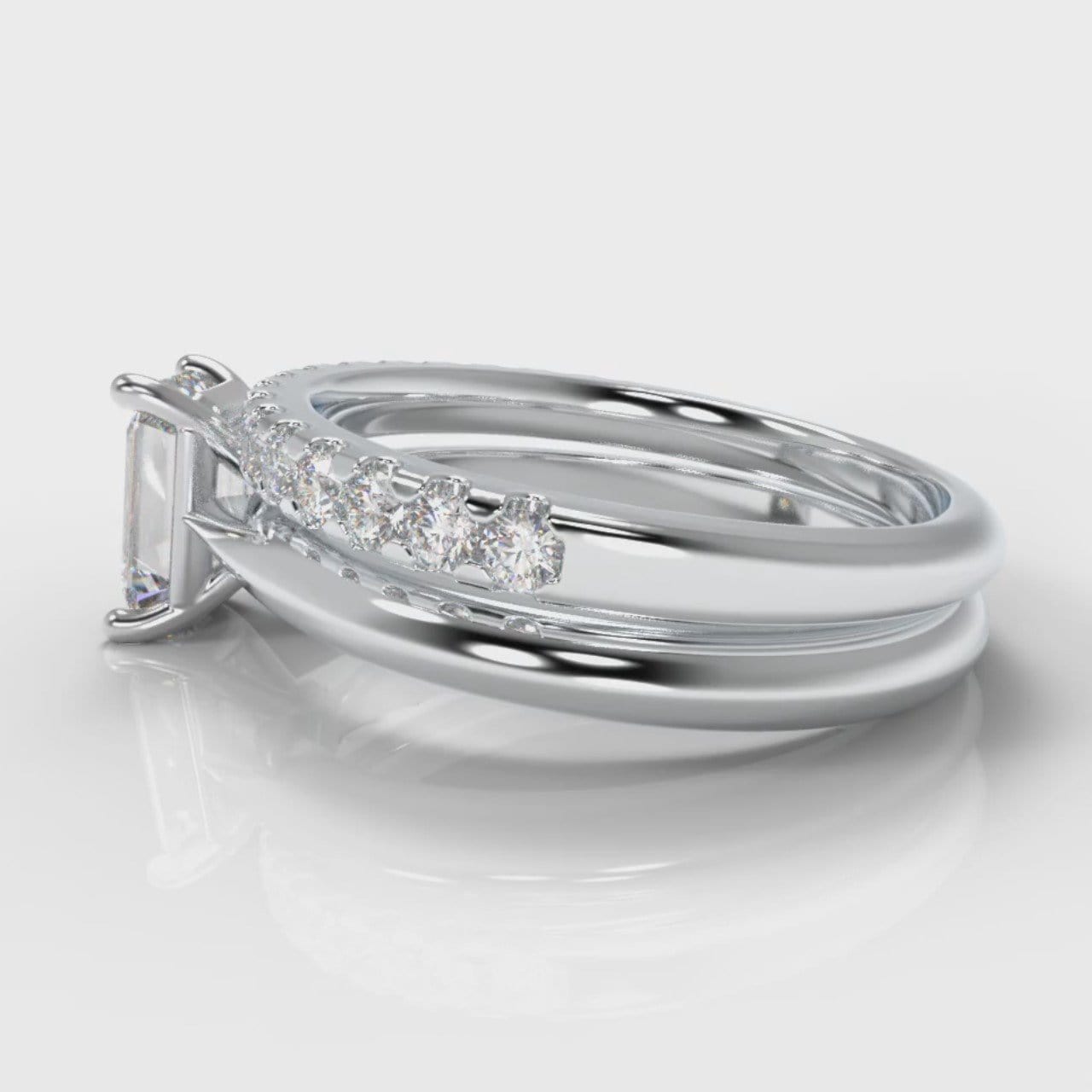 Carrée Solitaire Emerald Cut Diamond Bridal Set