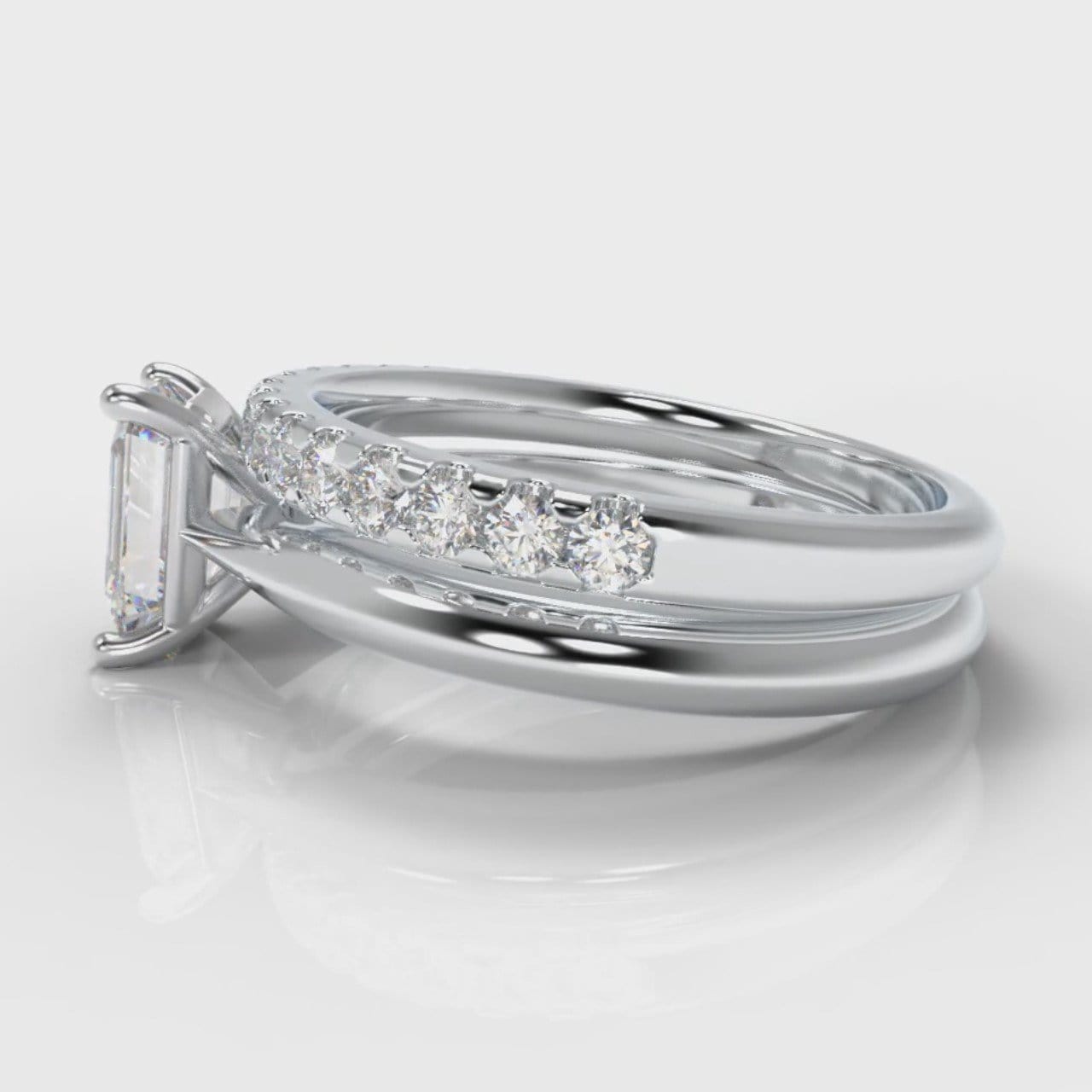 Carrée Solitaire Emerald Cut Diamond Bridal Set