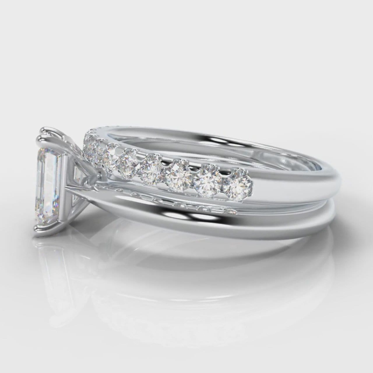 Carrée Solitaire Emerald Cut Diamond Bridal Set