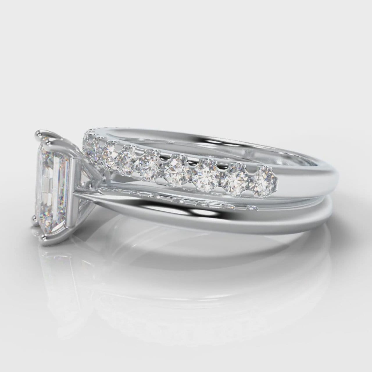 Carrée Solitaire Emerald Cut Diamond Bridal Set