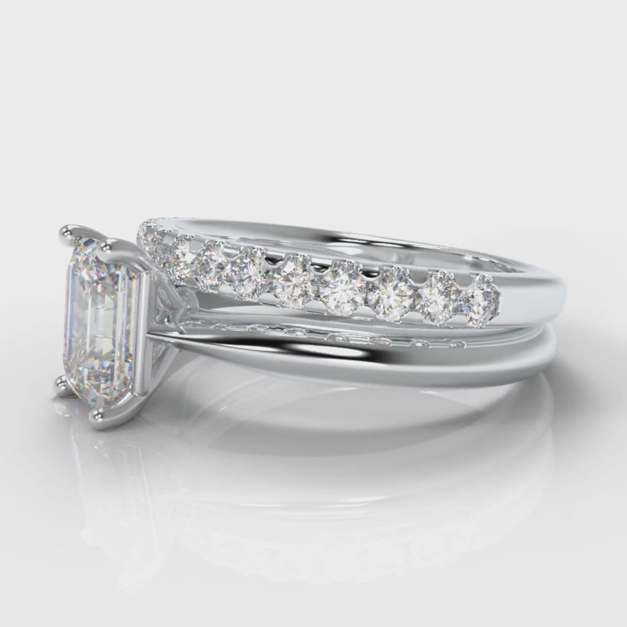Carrée Solitaire Emerald Cut Diamond Bridal Set