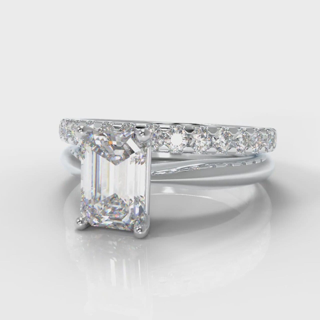 Carrée Solitaire Emerald Cut Diamond Bridal Set