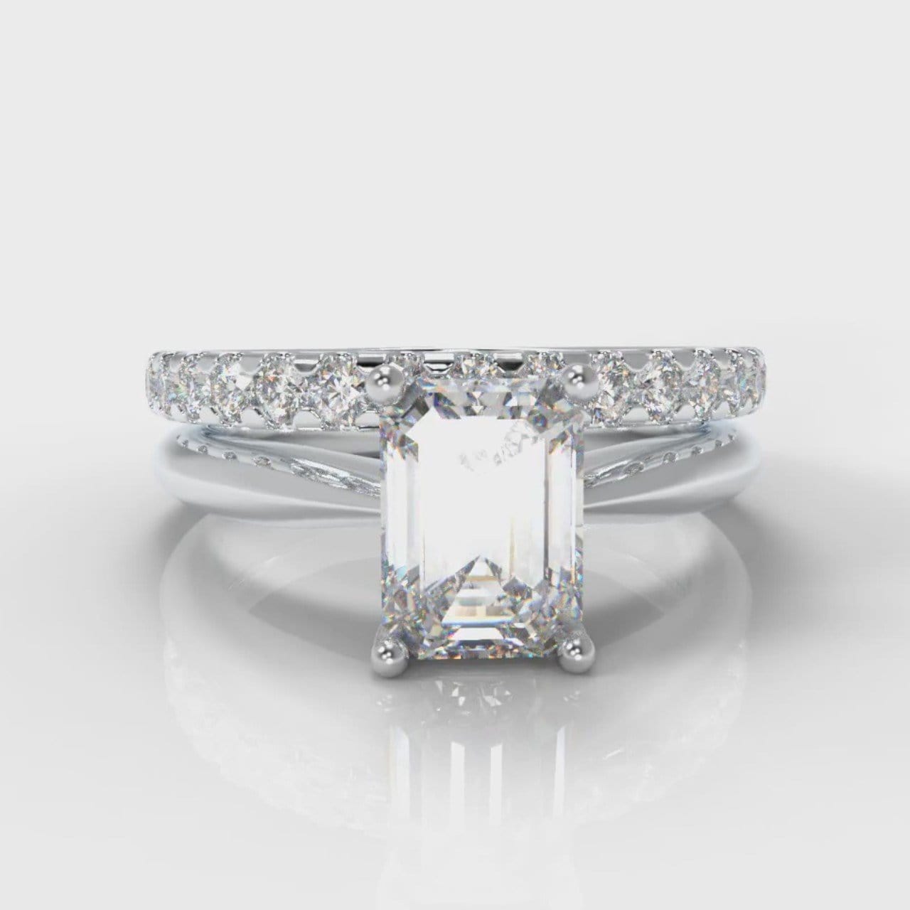 Carrée Solitaire Emerald Cut Diamond Bridal Set
