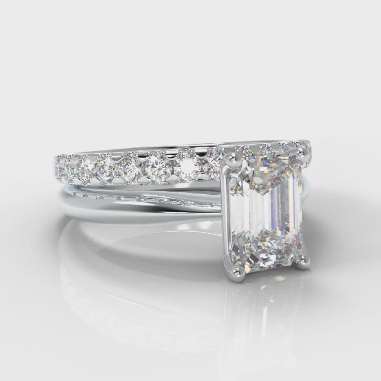 Carrée Solitaire Emerald Cut Diamond Bridal Set