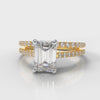 Petite Micropavé Emerald Cut Diamond Bridal Set - Yellow Gold