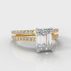 Petite Micropavé Emerald Cut Diamond Bridal Set - Yellow Gold