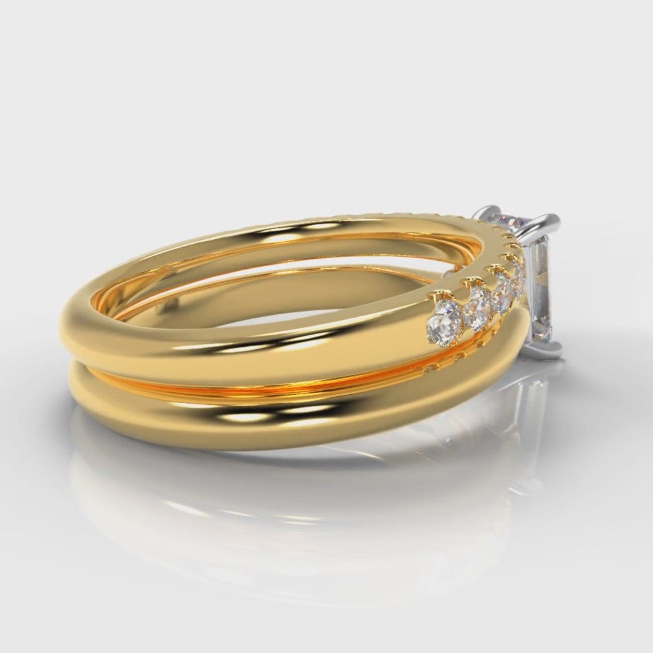 Carrée Solitaire Emerald Cut Diamond Bridal Set - Yellow Gold