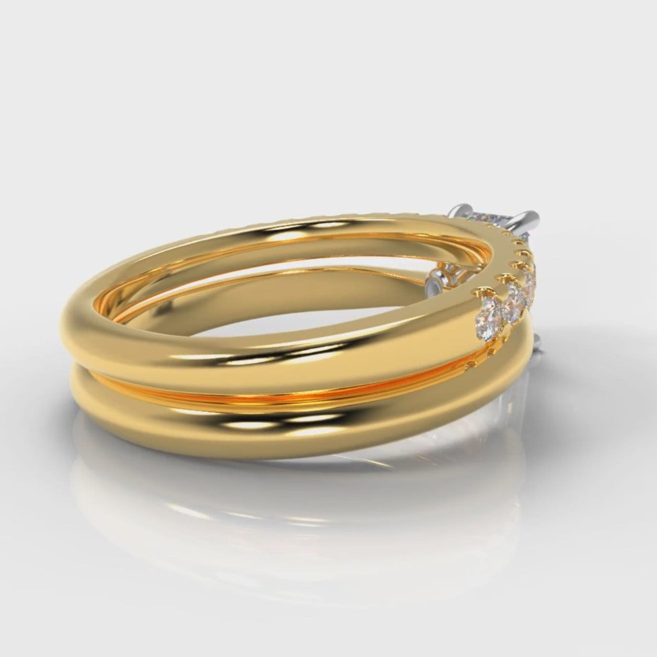 Carrée Solitaire Emerald Cut Diamond Bridal Set - Yellow Gold