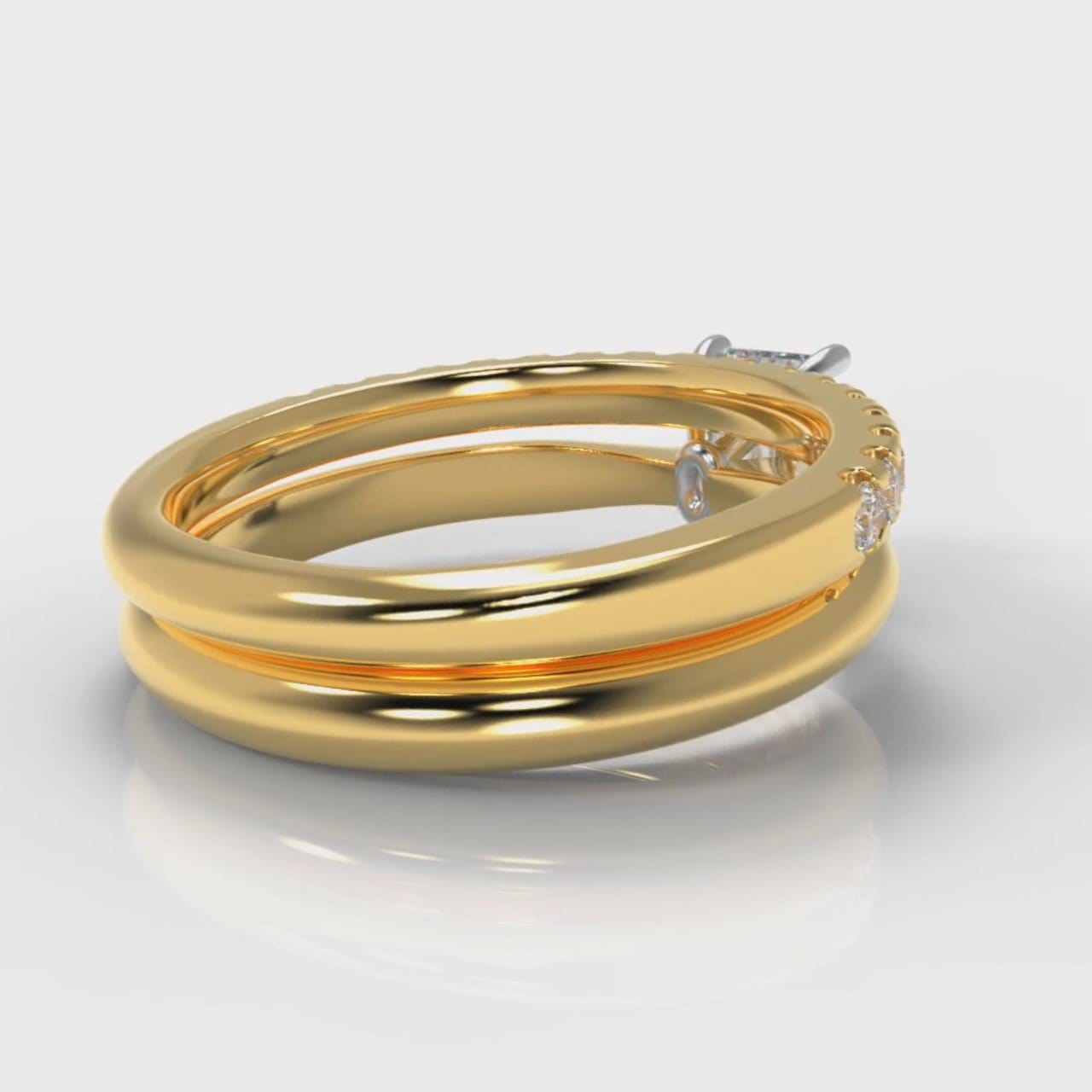 Carrée Solitaire Emerald Cut Diamond Bridal Set - Yellow Gold
