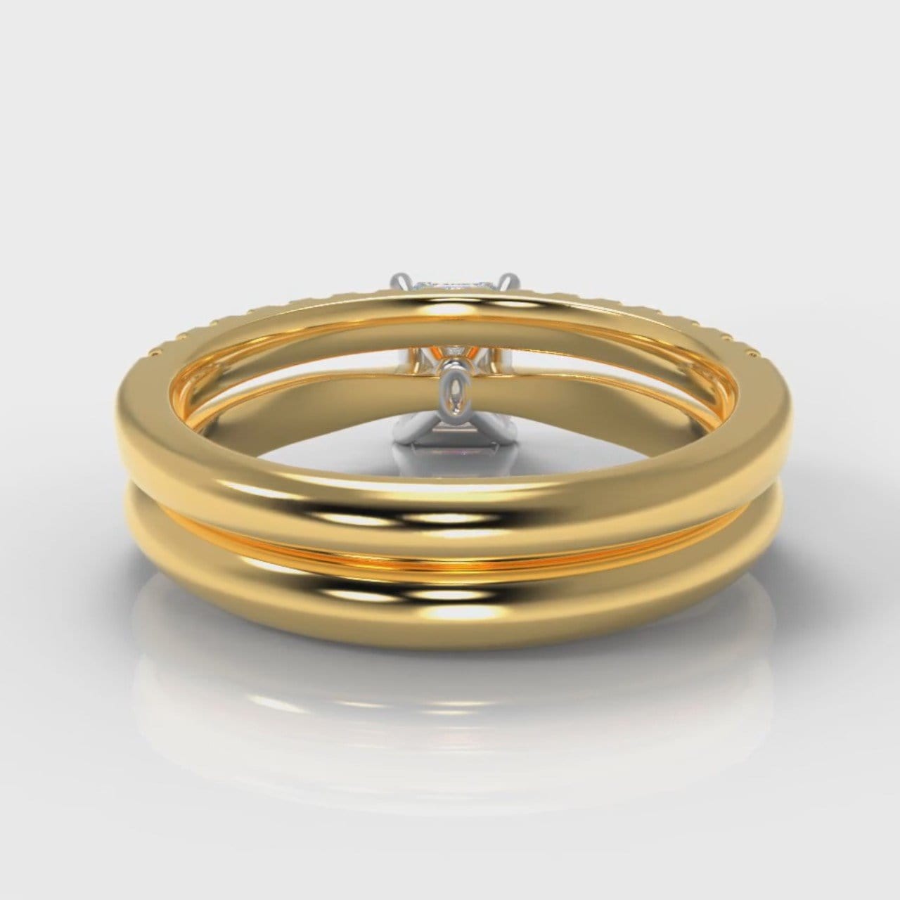 Carrée Solitaire Emerald Cut Diamond Bridal Set - Yellow Gold