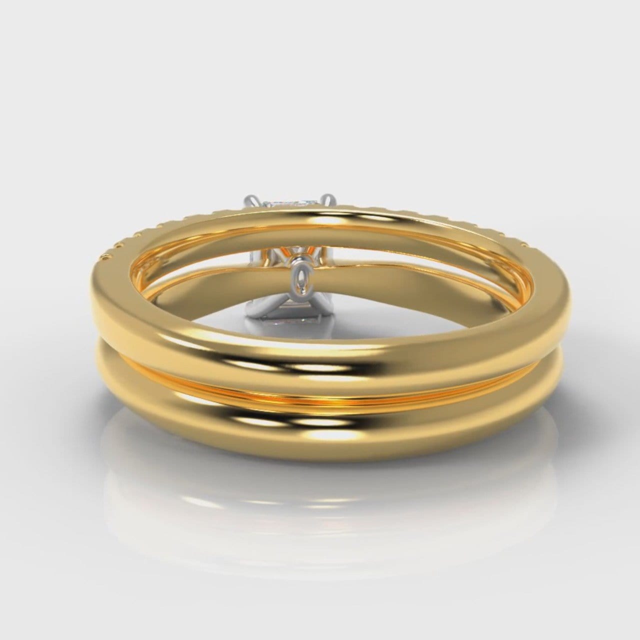 Carrée Solitaire Emerald Cut Diamond Bridal Set - Yellow Gold