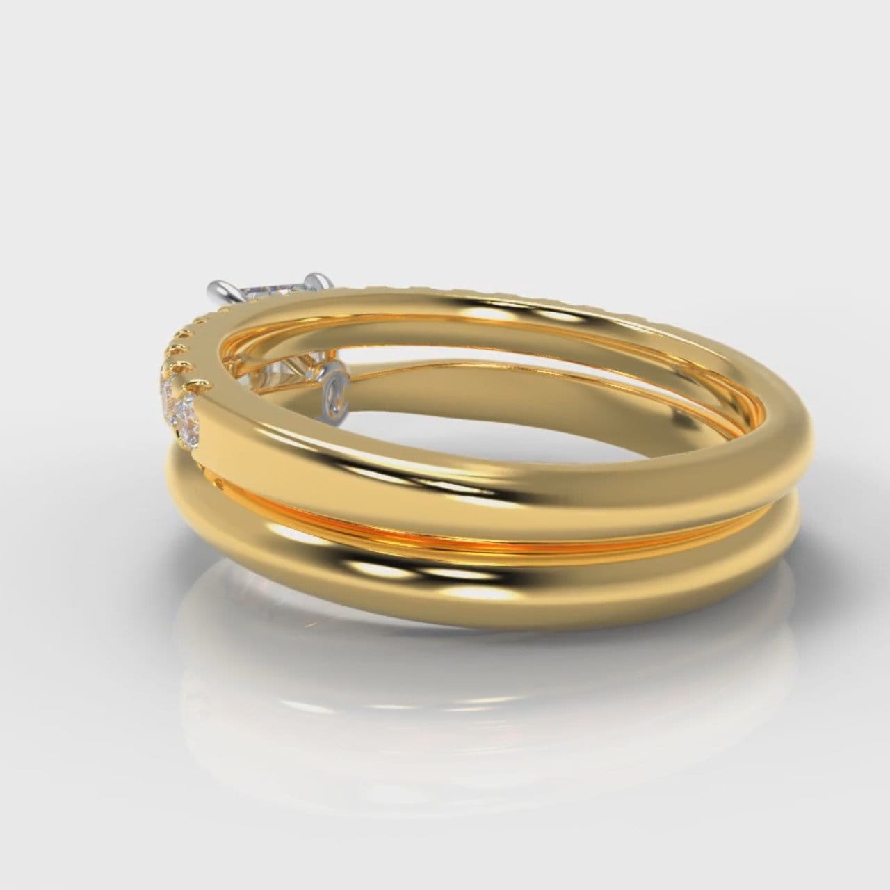 Carrée Solitaire Emerald Cut Diamond Bridal Set - Yellow Gold