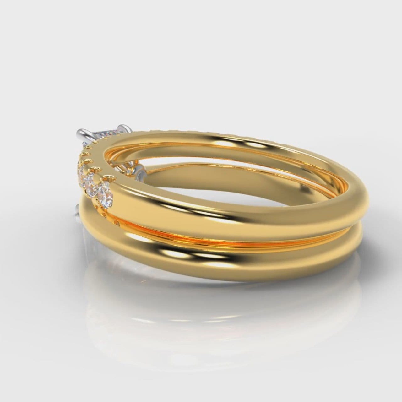 Carrée Solitaire Emerald Cut Diamond Bridal Set - Yellow Gold