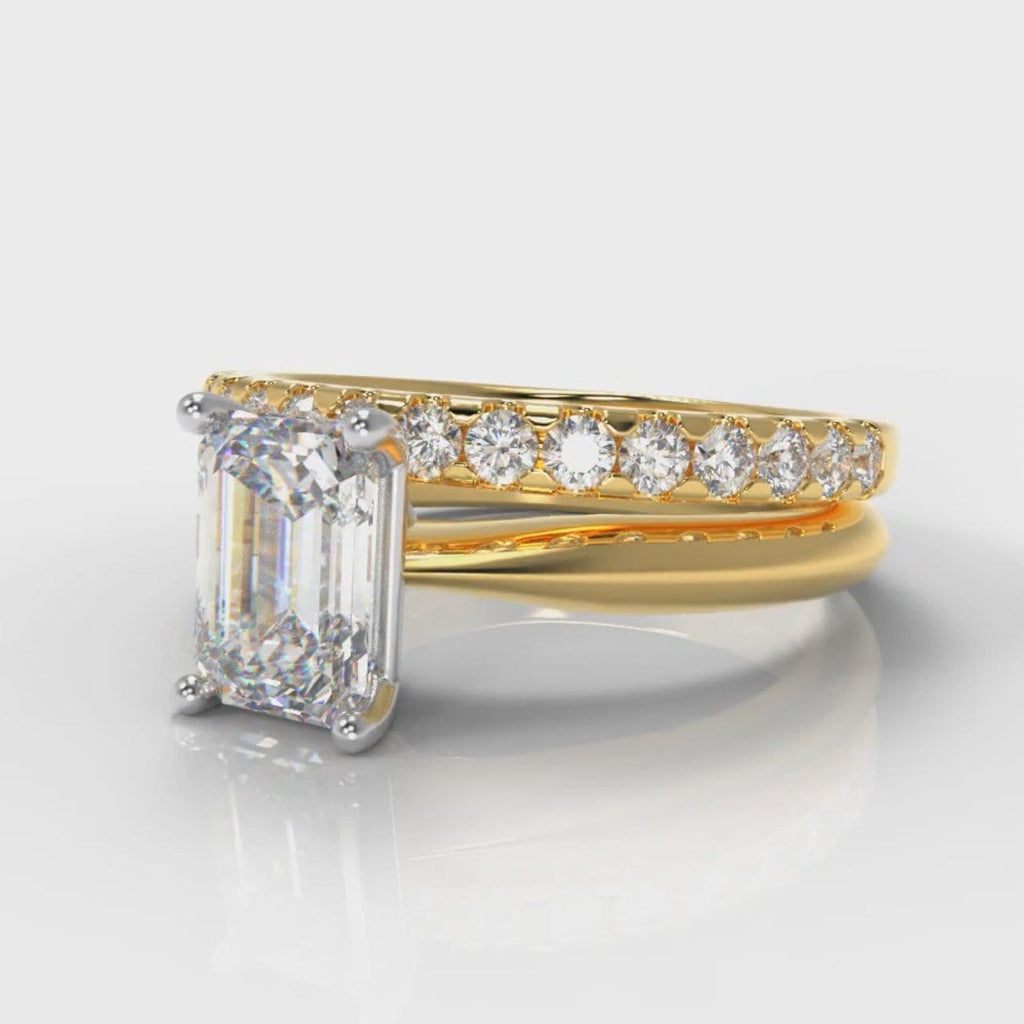Carrée Solitaire Emerald Cut Diamond Bridal Set - Yellow Gold