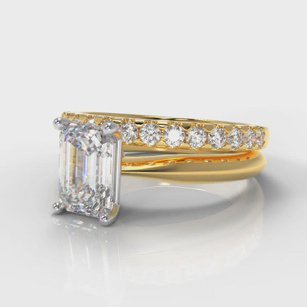 Carrée Solitaire Emerald Cut Diamond Bridal Set - Yellow Gold
