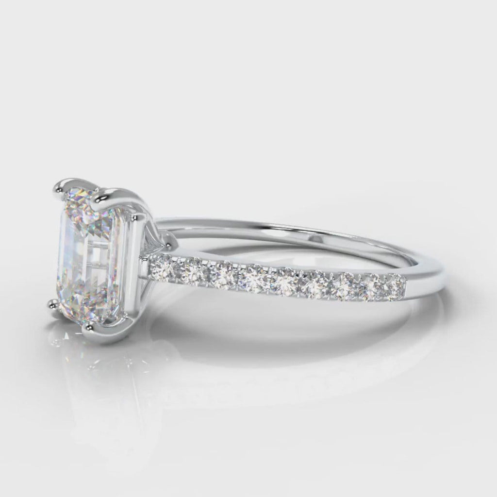 Petite Micropavé Emerald Cut Diamond Engagement Ring