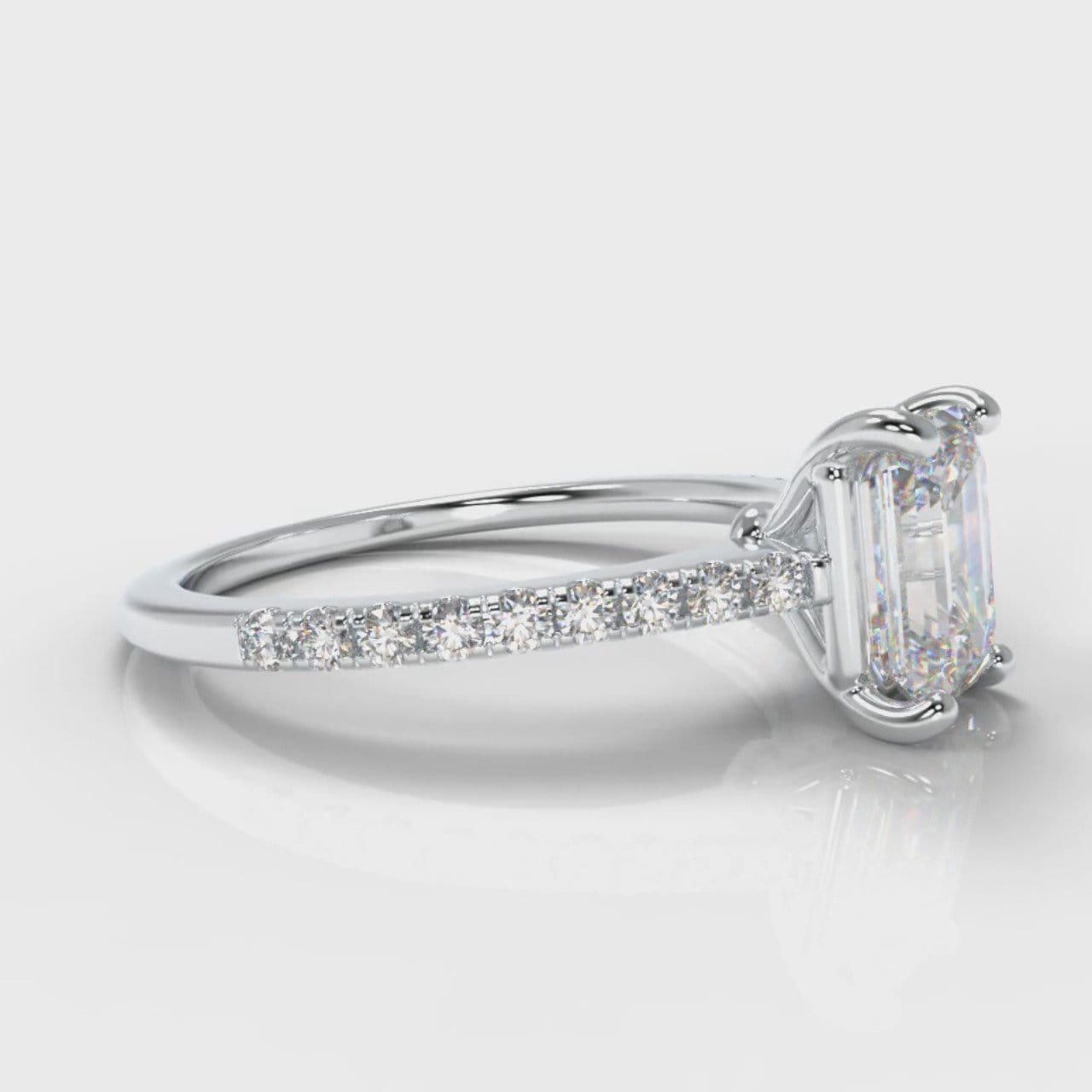 Petite Micropavé Emerald Cut Diamond Engagement Ring