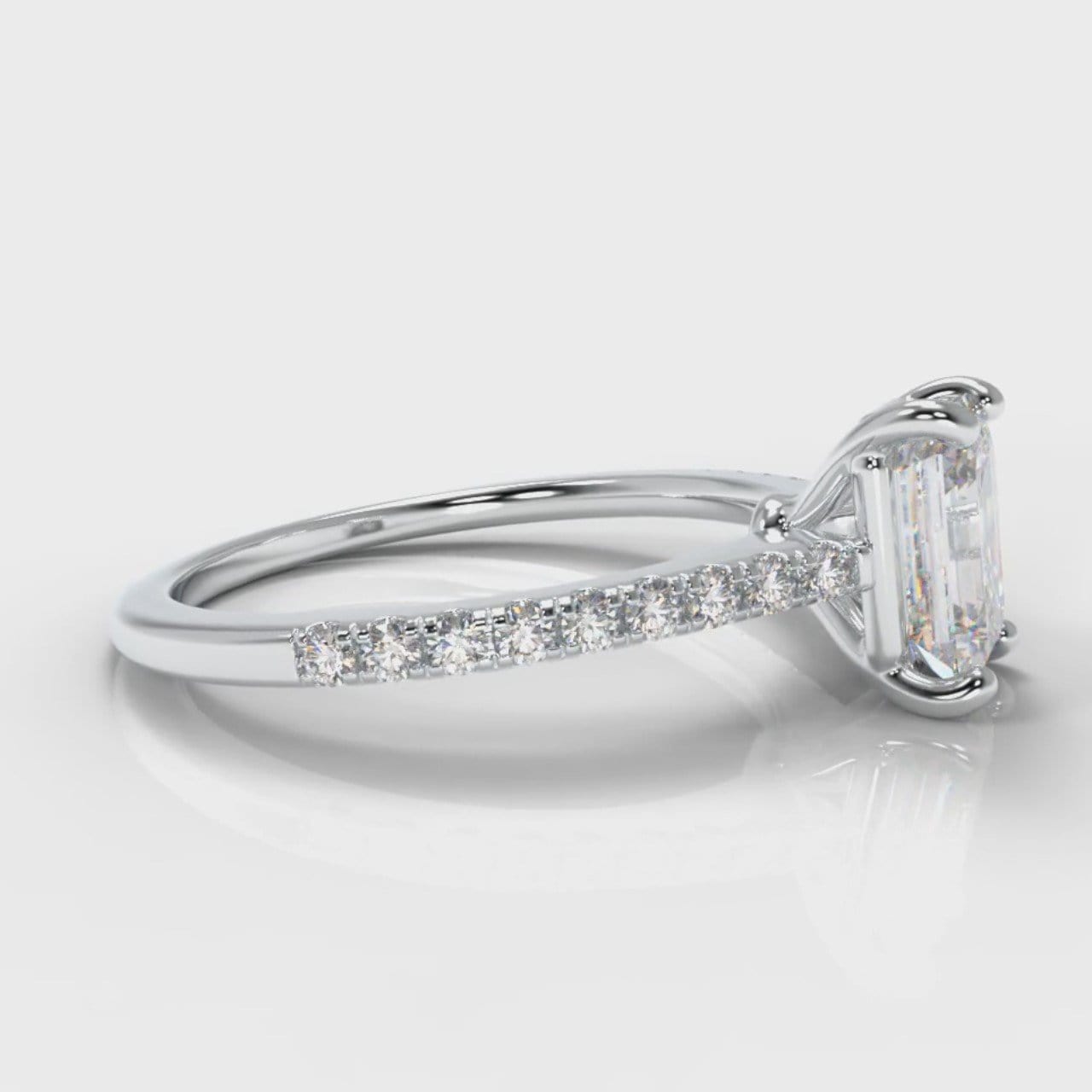 Petite Micropavé Emerald Cut Diamond Engagement Ring
