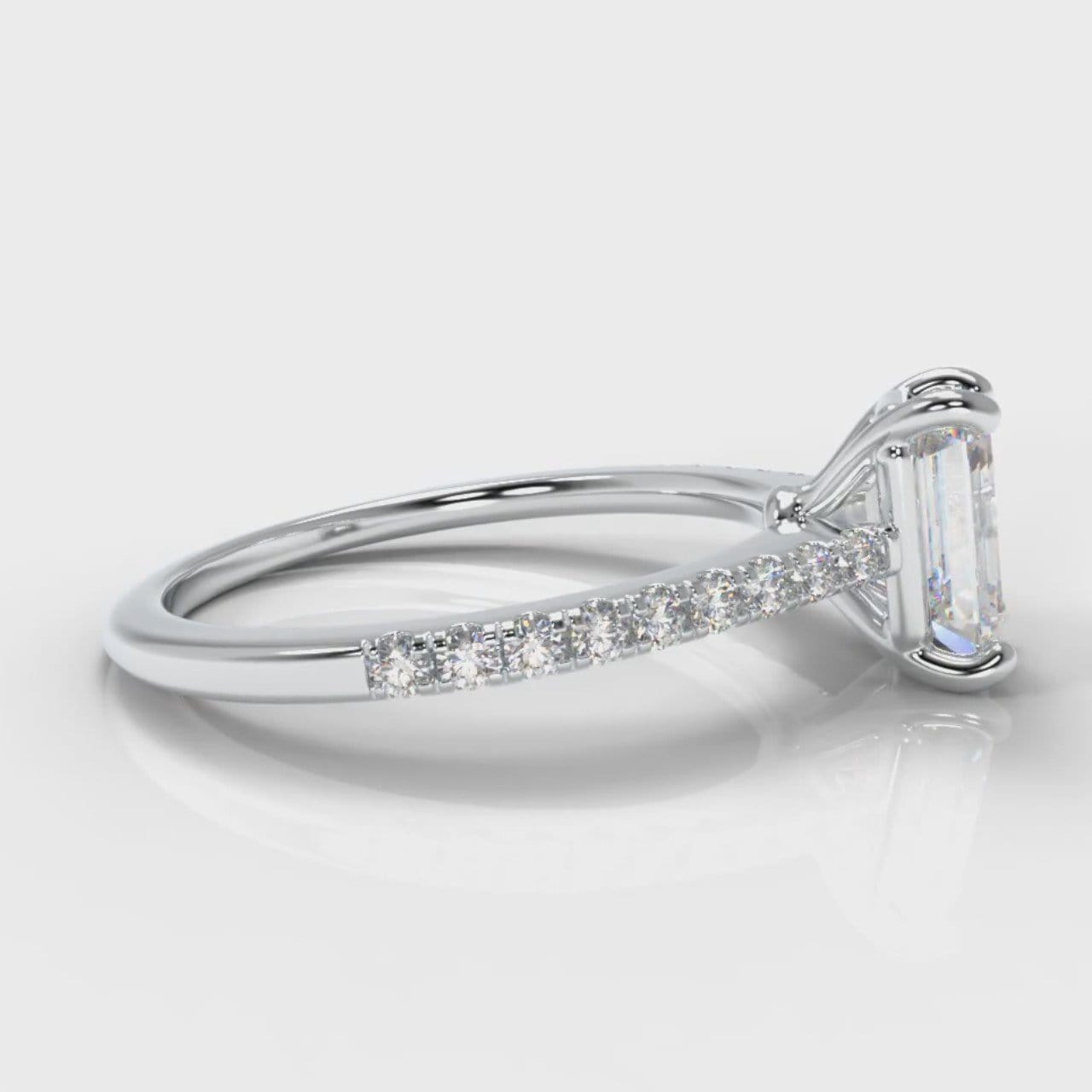 Petite Micropavé Emerald Cut Diamond Engagement Ring