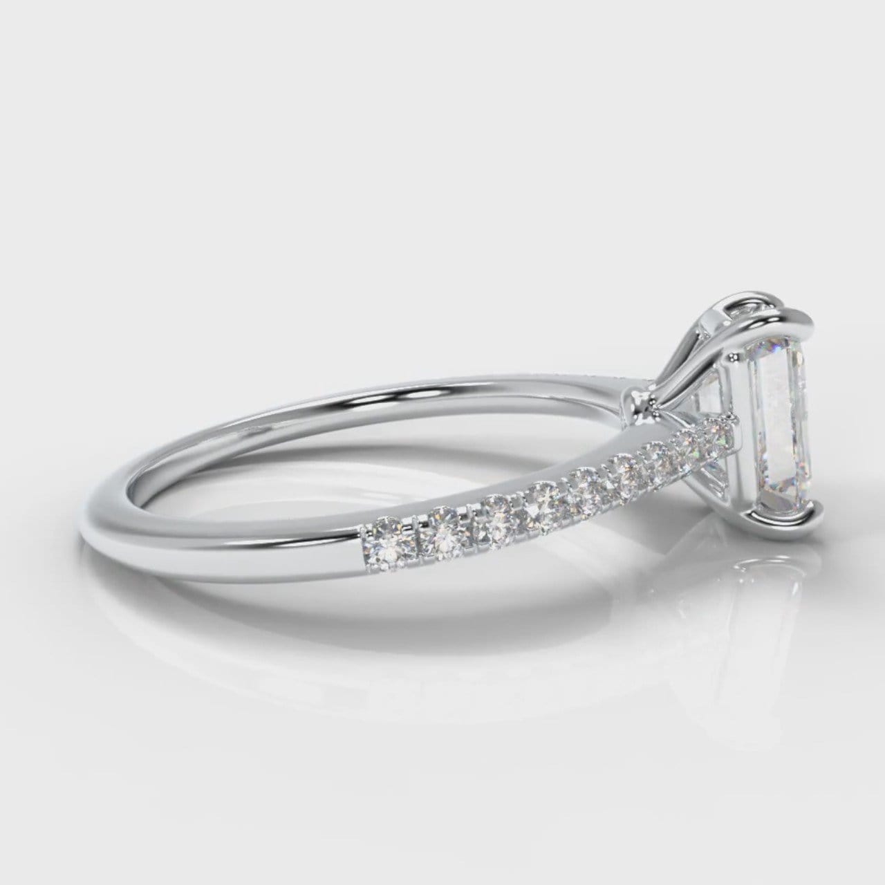 Petite Micropavé Emerald Cut Diamond Engagement Ring