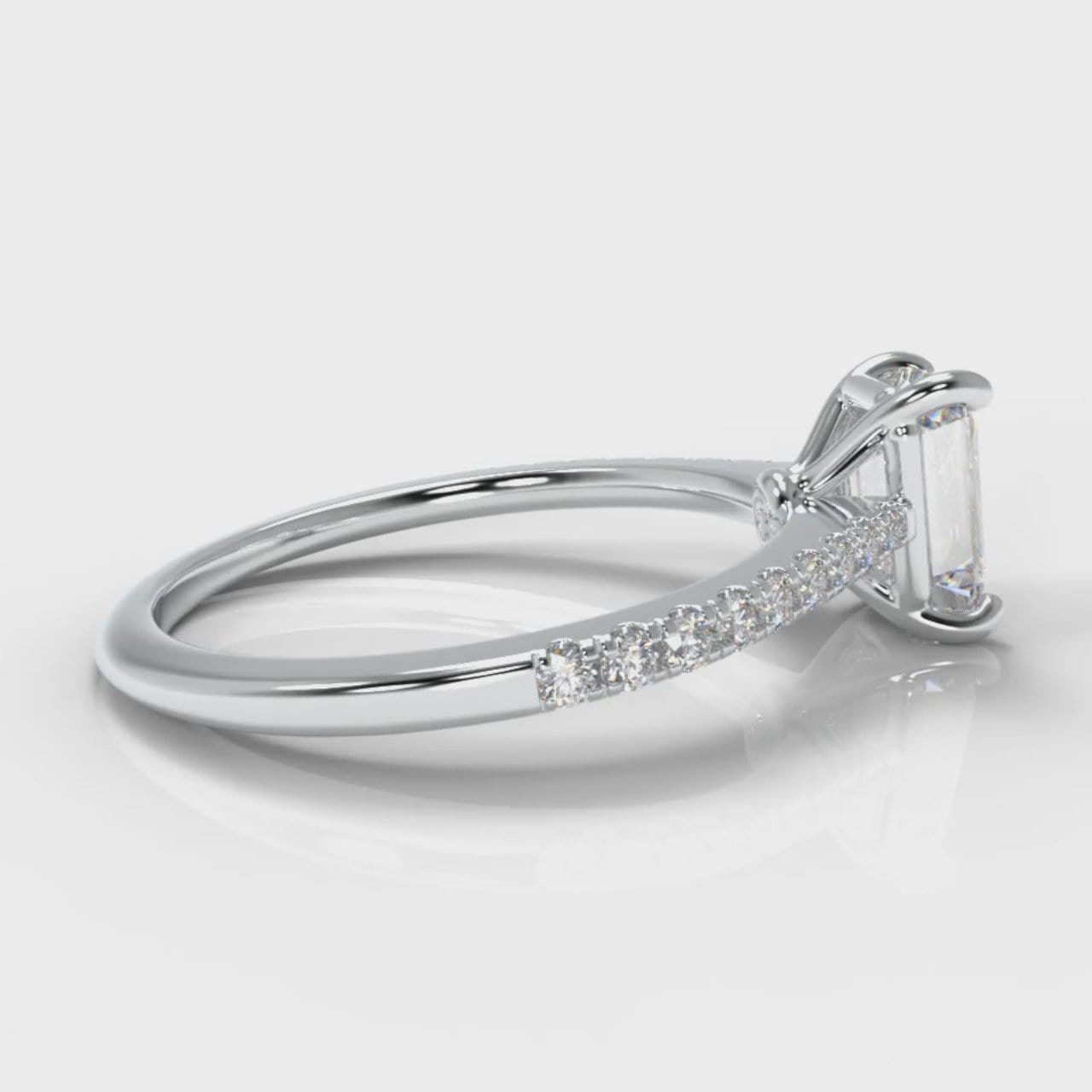Petite Micropavé Emerald Cut Diamond Engagement Ring