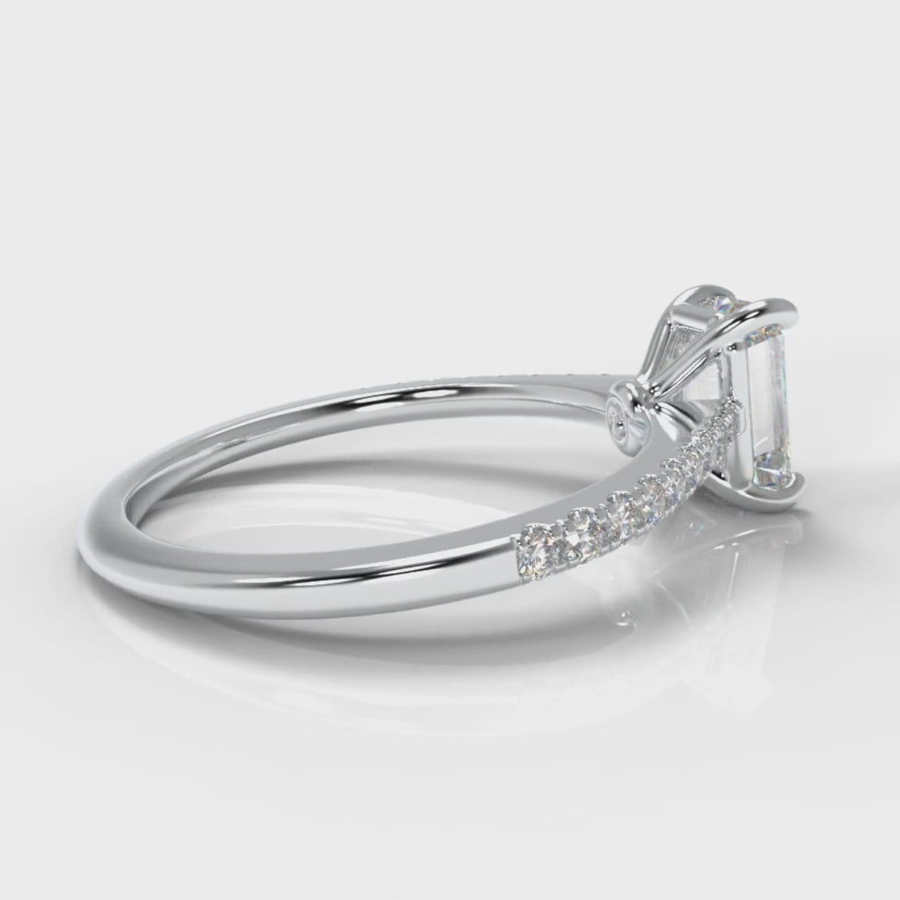 Petite Micropavé Emerald Cut Diamond Engagement Ring