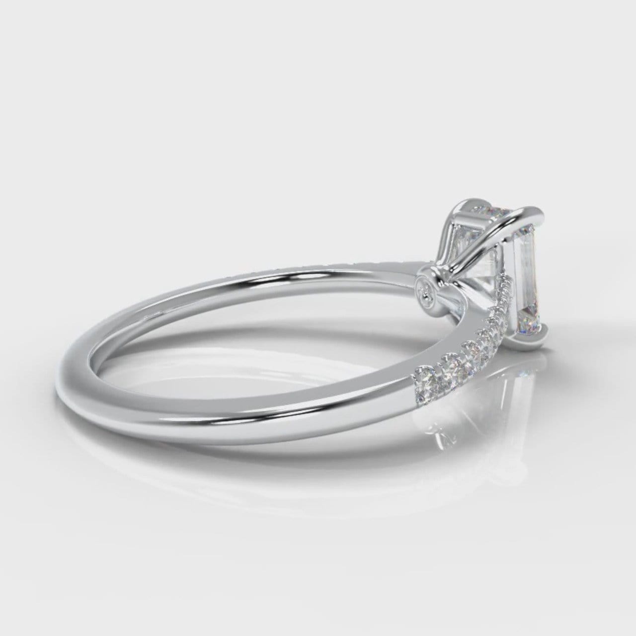 Petite Micropavé Emerald Cut Diamond Engagement Ring
