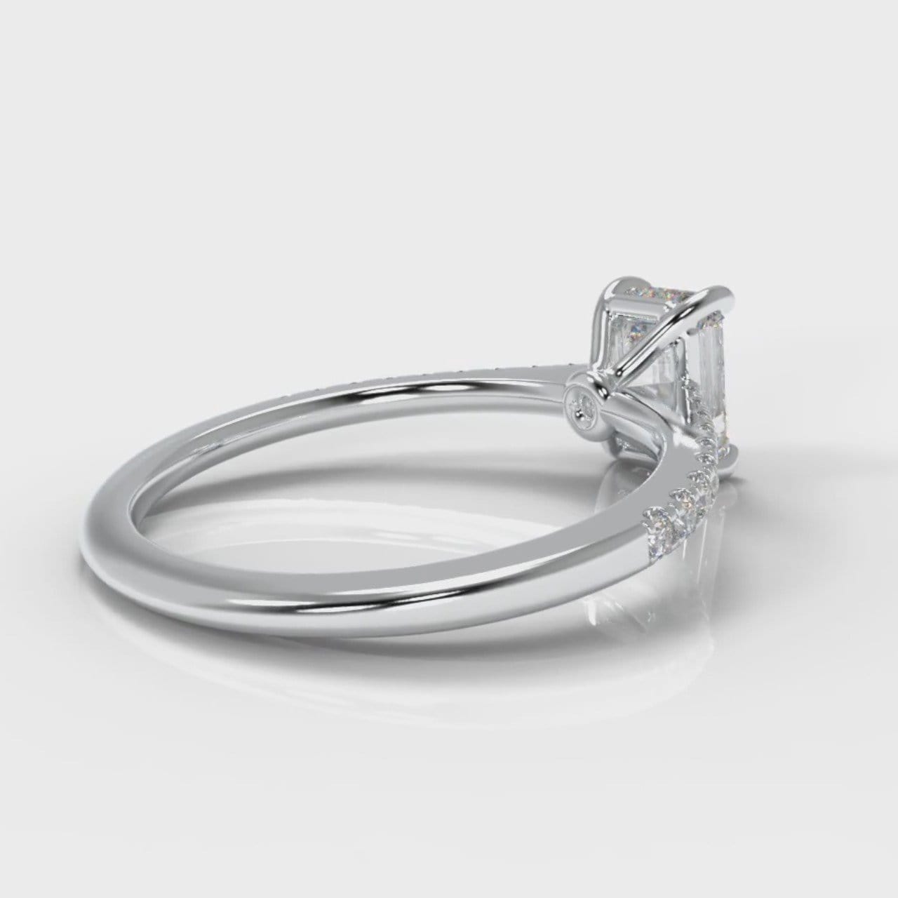 Petite Micropavé Emerald Cut Diamond Engagement Ring