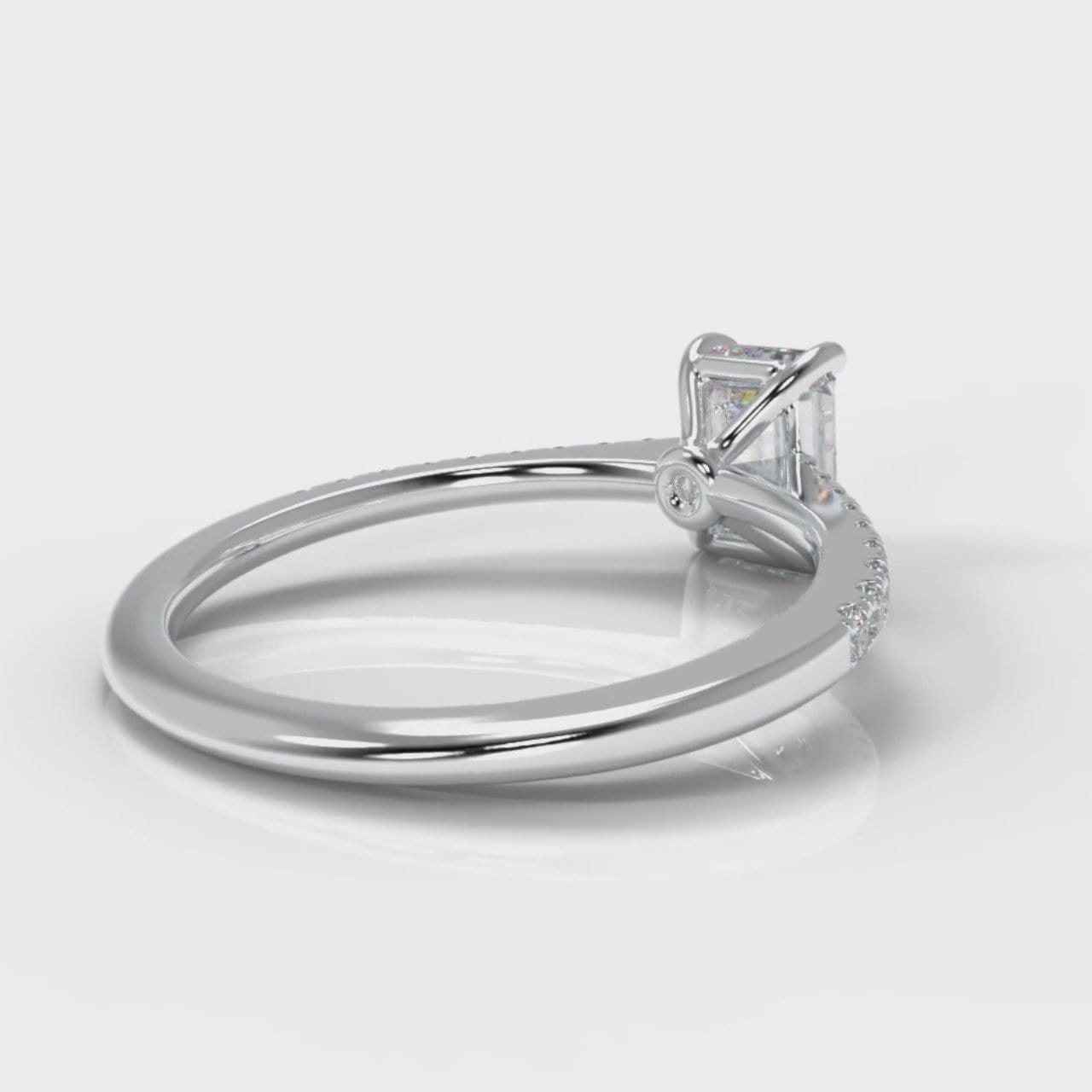 Petite Micropavé Emerald Cut Diamond Engagement Ring