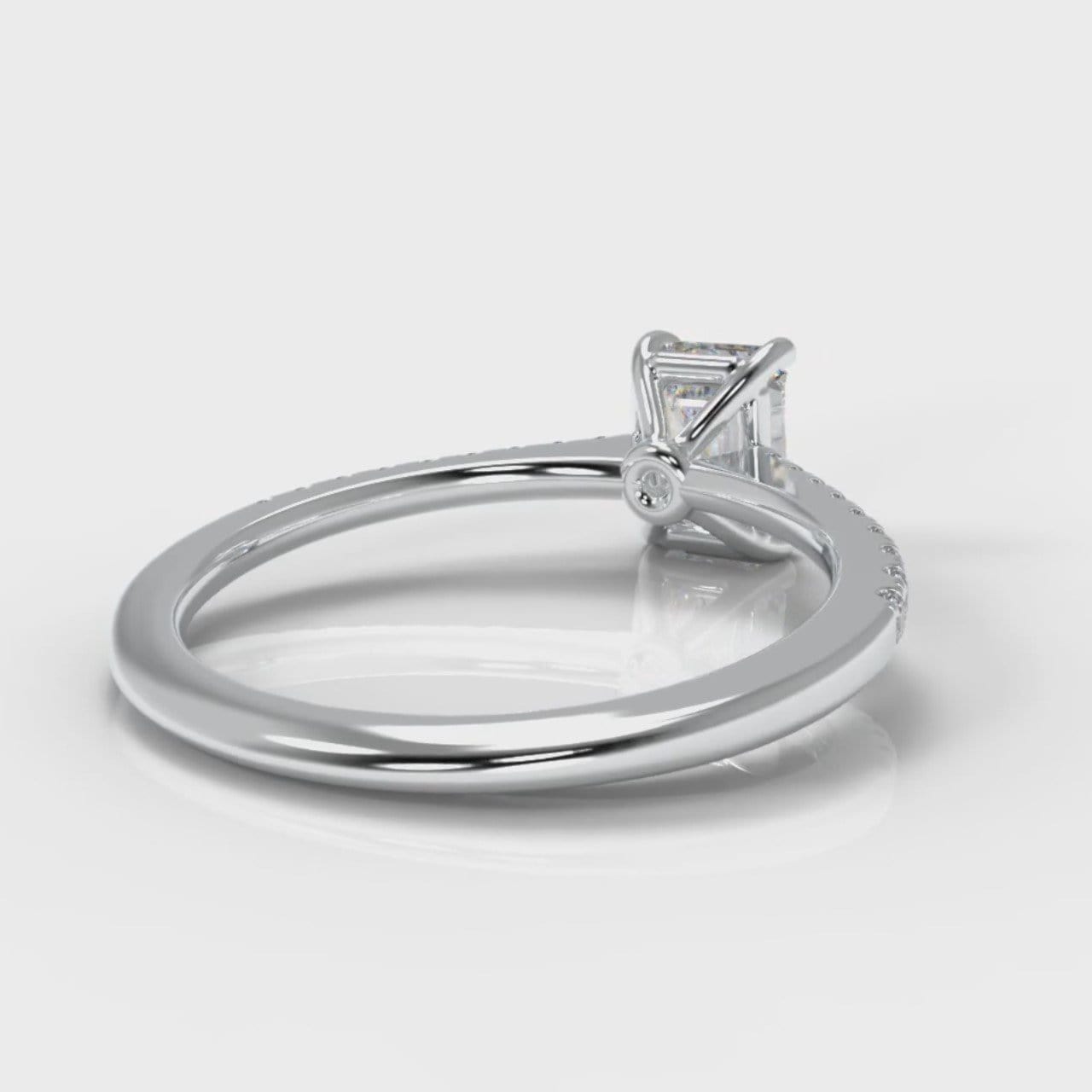 Petite Micropavé Emerald Cut Diamond Engagement Ring