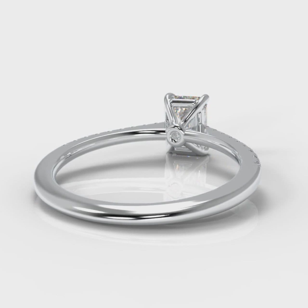 Petite Micropavé Emerald Cut Diamond Engagement Ring
