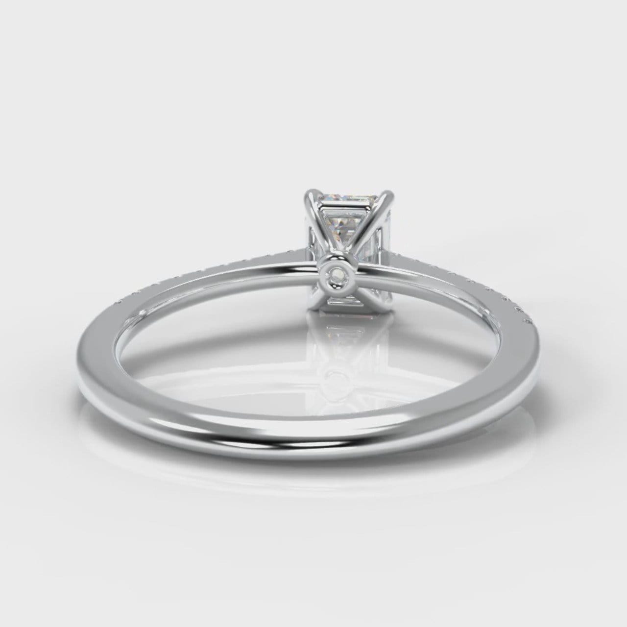 Petite Micropavé Emerald Cut Diamond Engagement Ring