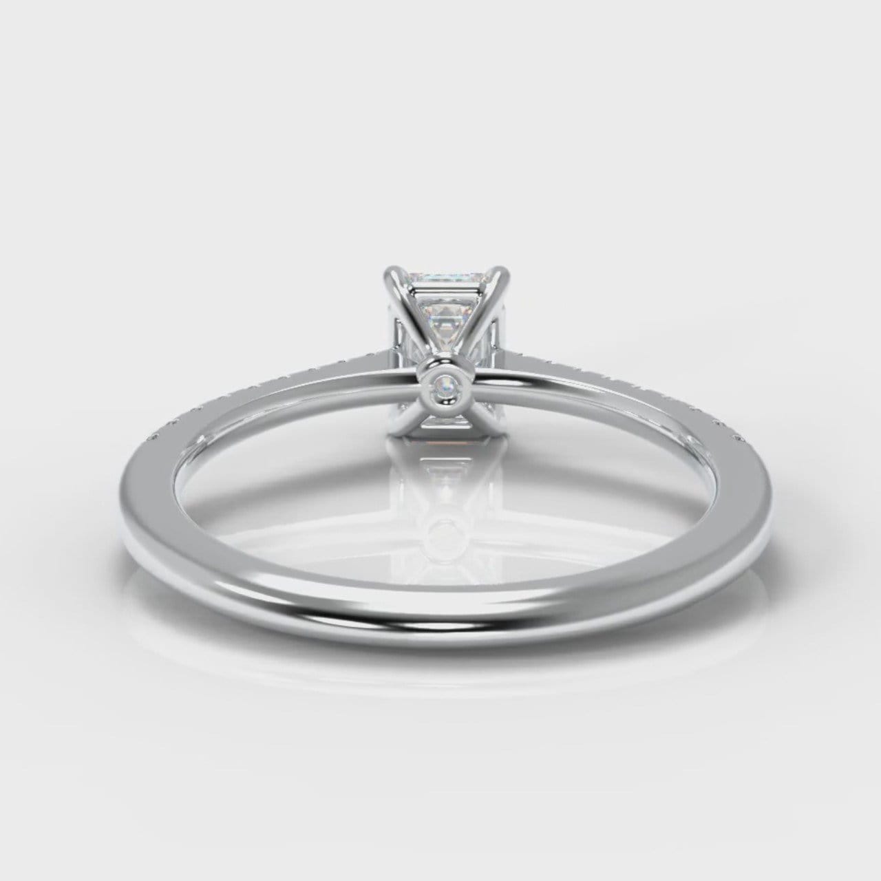 Petite Micropavé Emerald Cut Diamond Engagement Ring