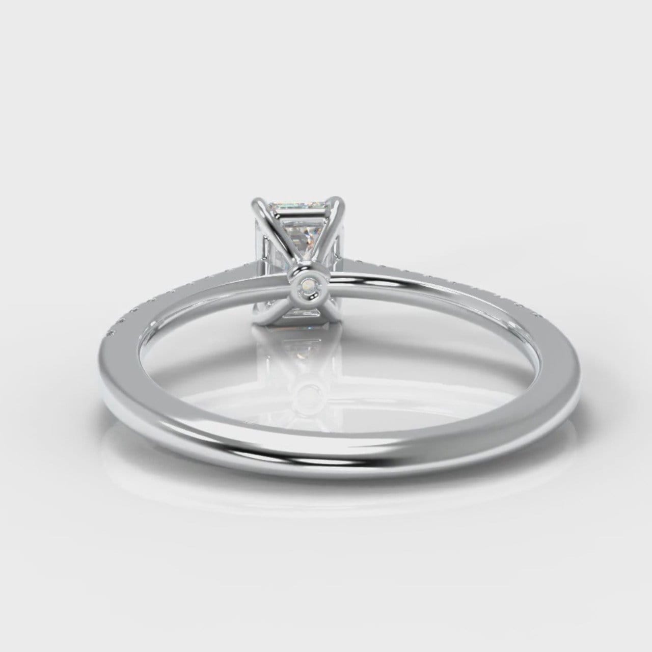 Petite Micropavé Emerald Cut Diamond Engagement Ring
