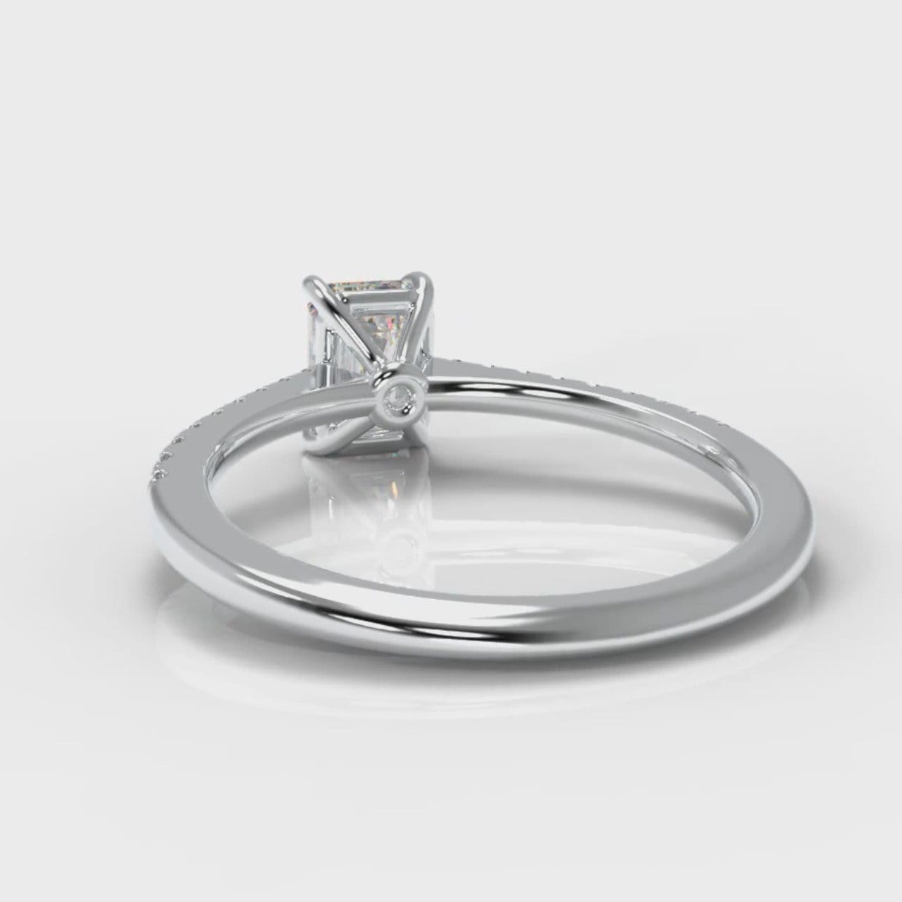 Petite Micropavé Emerald Cut Diamond Engagement Ring