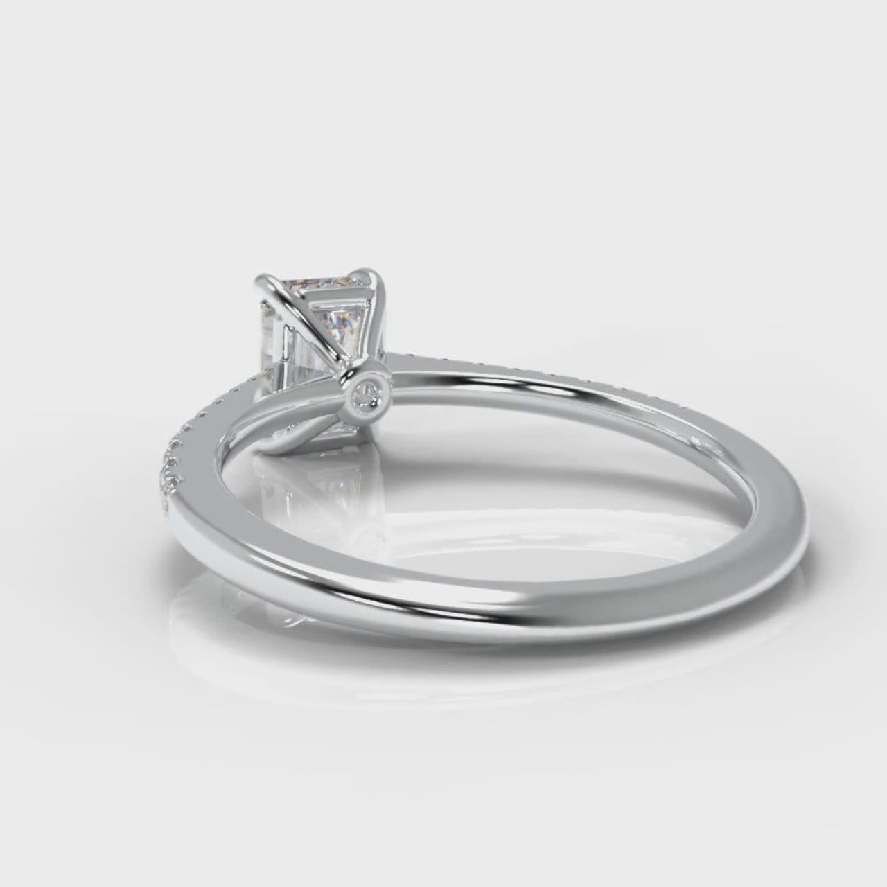 Petite Micropavé Emerald Cut Diamond Engagement Ring