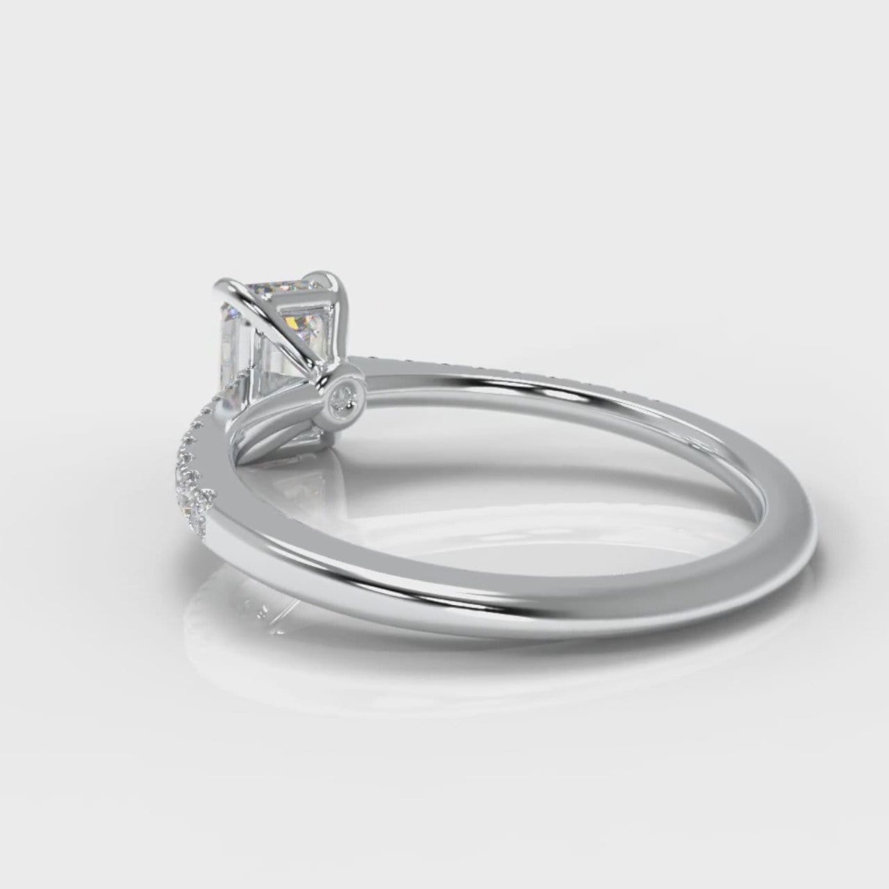 Petite Micropavé Emerald Cut Diamond Engagement Ring