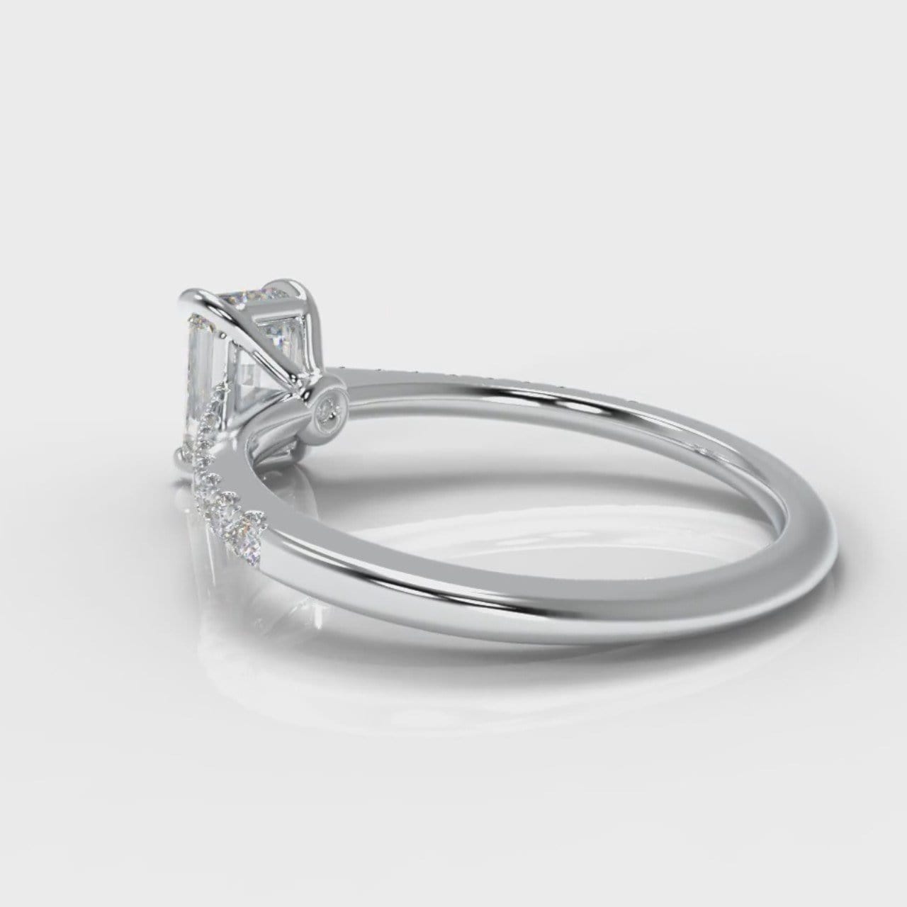 Petite Micropavé Emerald Cut Diamond Engagement Ring